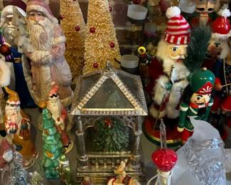 Huge selection of Santa figurines and other Christmas decor