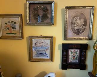 Framed vintage and reproduction artwork