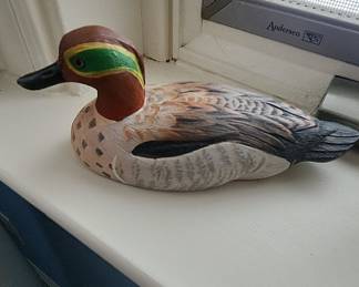 Hand-Carved Green-Winged Teal Duck Decoy by J.B. Church