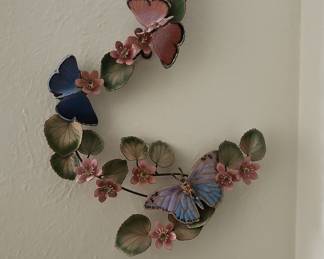 Vintage Bovano of Cheshire Enamel on Copper Butterflies and Flowers Wall Art