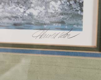 Mallard Ducks in Flight Lithograph by Harold Roe