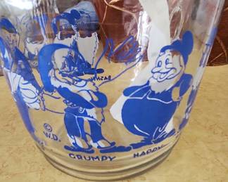 Vintage 1938 Disney Snow White and the Seven Dwarfs Glass Pitcher
