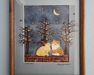 Janey Payne Short "Winter Moon" Cat Print