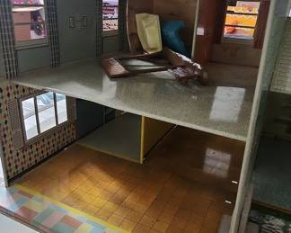 Vintage Marx Split Level Tin Lithographed Dollhouse