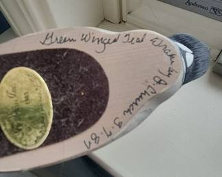 Hand-Carved Green-Winged Teal Duck Decoy by J.B. Church