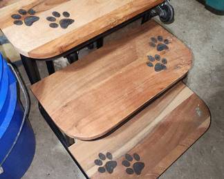 Wooden Pet Steps with Paw Prints