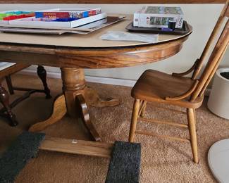 Vintage Oak Spindle Back Dining Table and Chairs Set