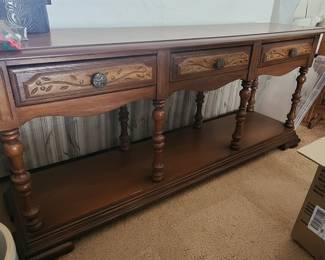 Spanish Colonial Carved Oak Console Table