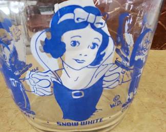 Vintage 1938 Disney Snow White and the Seven Dwarfs Glass Pitcher