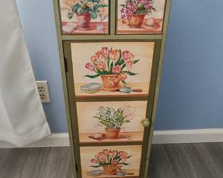 Hand-Painted Floral Accent Cabinet