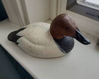 Carved Wooden Duck Decoy - Canvasback Drake by C. Parrish