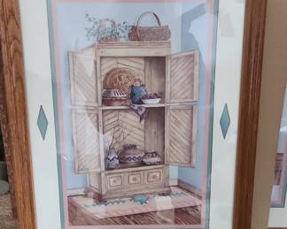 Framed Print of Southwestern Cabinet with Pottery and Baskets by Kay Lamb Shannon