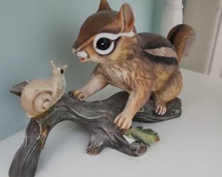 Masterpiece Porcelain Chipmunk and Snail Figurine