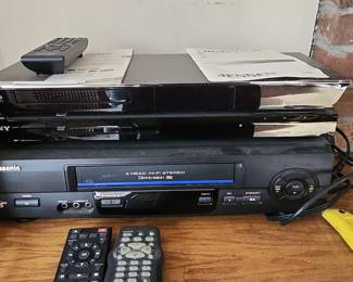 Panasonic Omnivision VCR, Sony DVD Player, and Jensen TV/DVD Player Combo