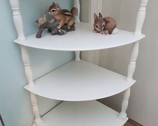 White Corner Shelf Unit with Figurines