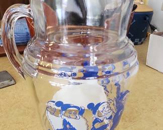 Vintage 1938 Disney Snow White and the Seven Dwarfs Glass Pitcher