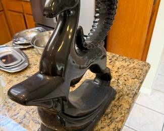 MCM HAEGER Pottery 305 Large Black
Ram Gazelle Statue 1993 19x16x6