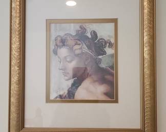 Framed Print of Michelangelo's "The Creation of Adam" Detail - "Ignudo"