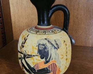Small Greek Terracotta Pitcher - Woman Playing Aulos