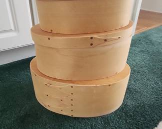Set of 3 Handcrafted Oval Shaker Style Wooden Boxes