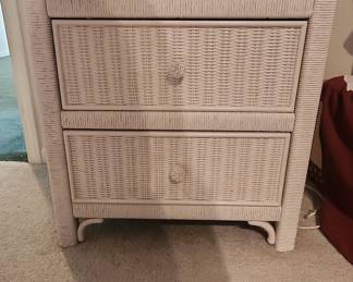 Henry Link Lexington White Wicker Two-Drawer Nightstand