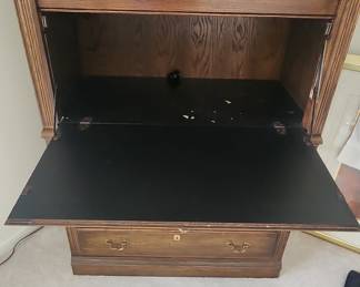 Vintage Oak Secretary Desk with Hutch by Hammary Furniture