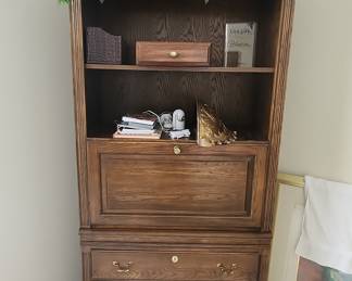 Vintage Oak Secretary Desk with Hutch by Hammary Furniture