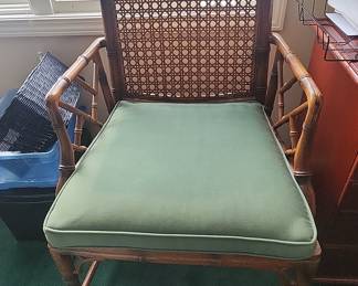 Vintage Chinese Chippendale Bamboo Armchair with Cane Back