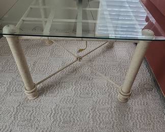 Giacometti Style Wrought Iron and Glass Side Table (coffee table available also)