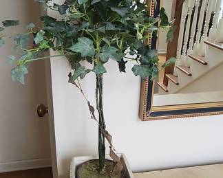 Artificial Ivy Topiary in White Planter