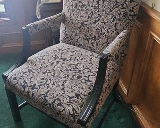 Gainsborough Style Upholstered Accent Chair with Damask Fabric