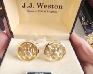 J.J. Weston 24kt Gold Plated US Great Seal Cufflinks
