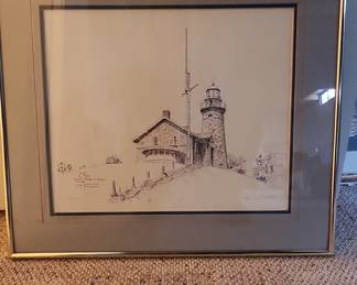 Fairport Harbor Lighthouse Pencil Sketch by P.S. Smith