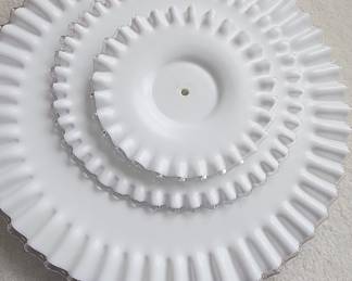 Fenton Silver Crest Milk Glass Tiered Ruffled Cake Stand