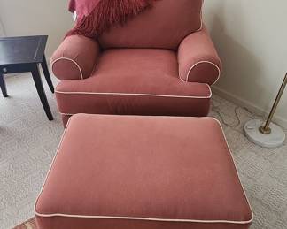 Johnson's Upholstery Custom Built Armchair and Ottoman Set