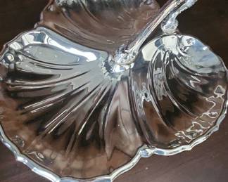 Silver Plated Three-Part Shell-Shaped Relish Dish with Handle