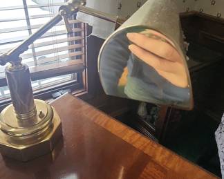 Vintage Brass Banker's Lamp with Marble Base