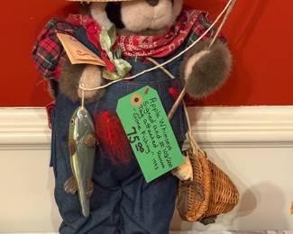Apple Whimseys, Signed and Numbered 103/200, Tag Attached. Raccoon “Gone Fishing”
