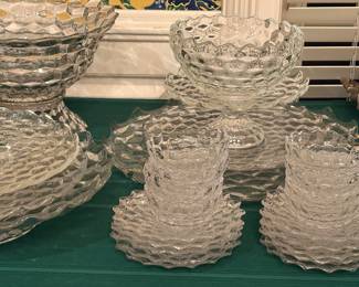 Under-plates (Big and Small), Berry Bowls, Dessert Plates and Pedestal Trays. 