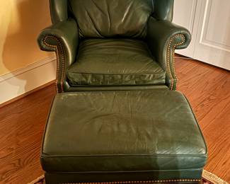 Blue Chair w/Ottoman Leather