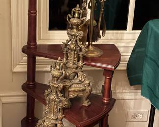 Exquisite Andirons and Cherry Library Step Ladder 