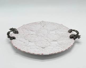 120 MudPieArtichokeServingPlatterwMetalHandles