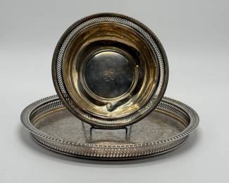 5 AlvinSterlingSilverServingBowlGallerySilverPlatedTray
