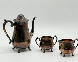 21 FiestaOneidaSilverPlatedLiddedCoffeepotSugarCreamerSet