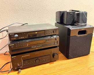 128 SonyStackofAudioVideoComponentsSubwooferSpeakers