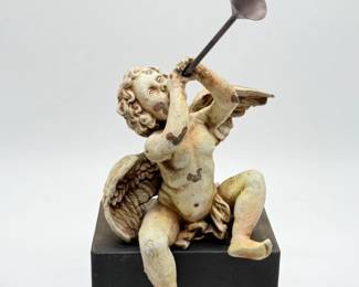 122 DistressedAngelCherubShelfResignFigurine