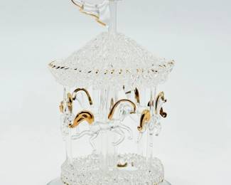 106 GlassBaronSpunCarouselFigurinewGoldAccents