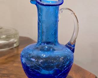 Kanawah Blue Crackle Glass Pitcher