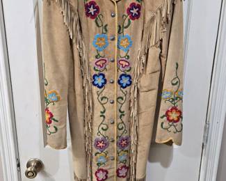 Renegade By Ren Ellis Leather Beaded Duster Coat