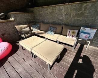 L shape patio sofa and ottomans